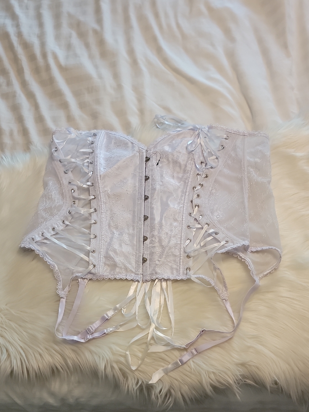Adore Me Women's Lingerie Corset 4X White Lace Up